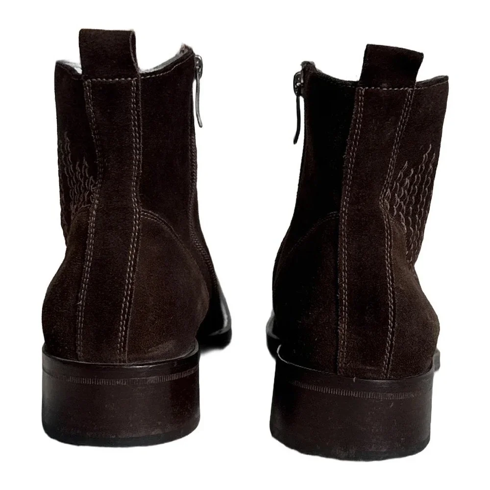 Kenneth Cole New York Mens Brown Suede Zip Ankle Boot 9.5 Boho Indie Western 9.5
